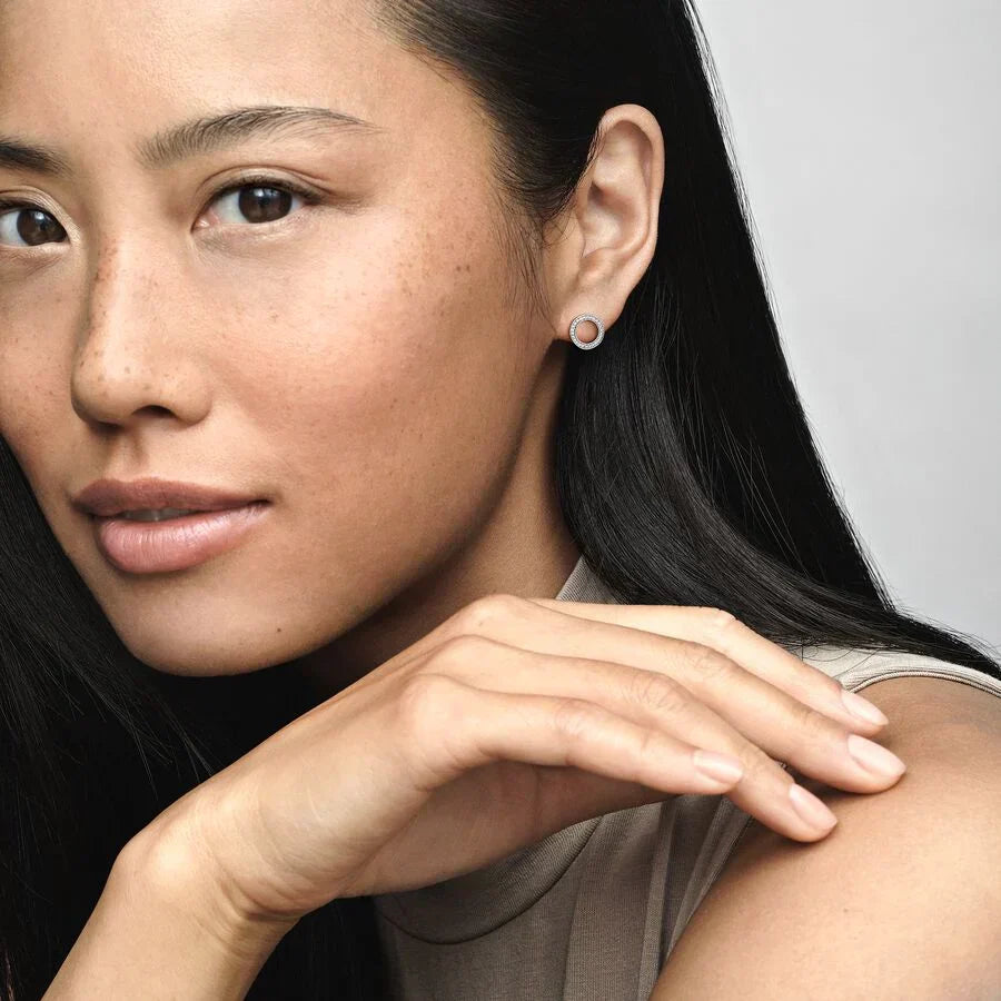 Brincos Espigão Círculo Brilhante